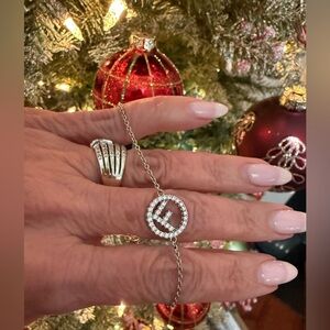 Fendi Silver Bracelet with Crystal Logo